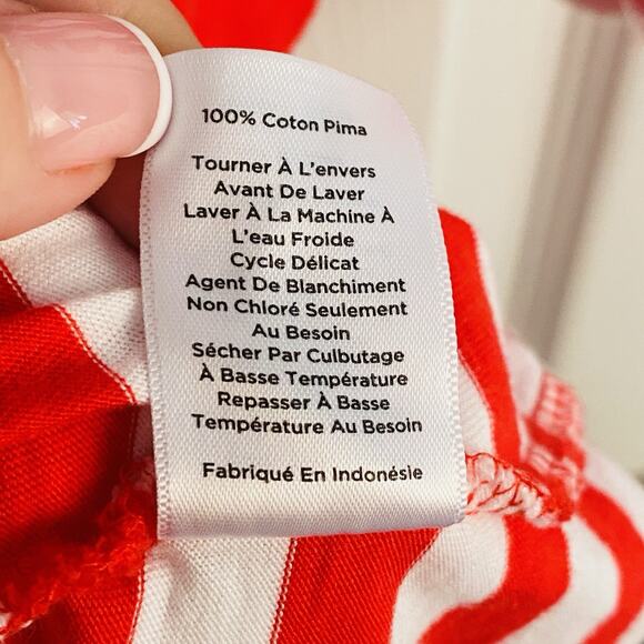 Talbots 100% Pima Cotton Tee 3/4 Sleeve Top Women's XL Minimalist capsule Stripe - Picture 4 of 5